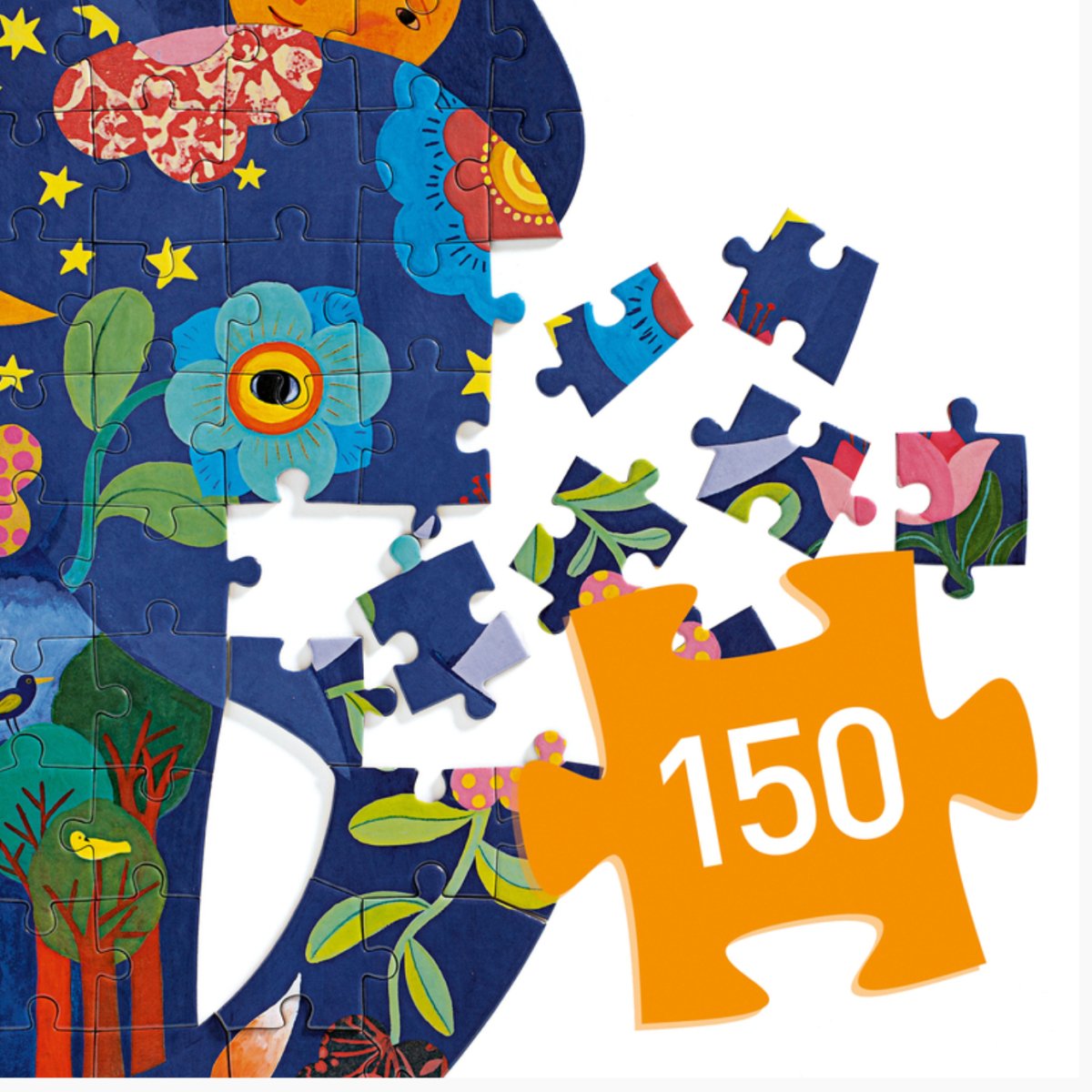 Elephant Shaped 150pc Art Puzzle - Djeco