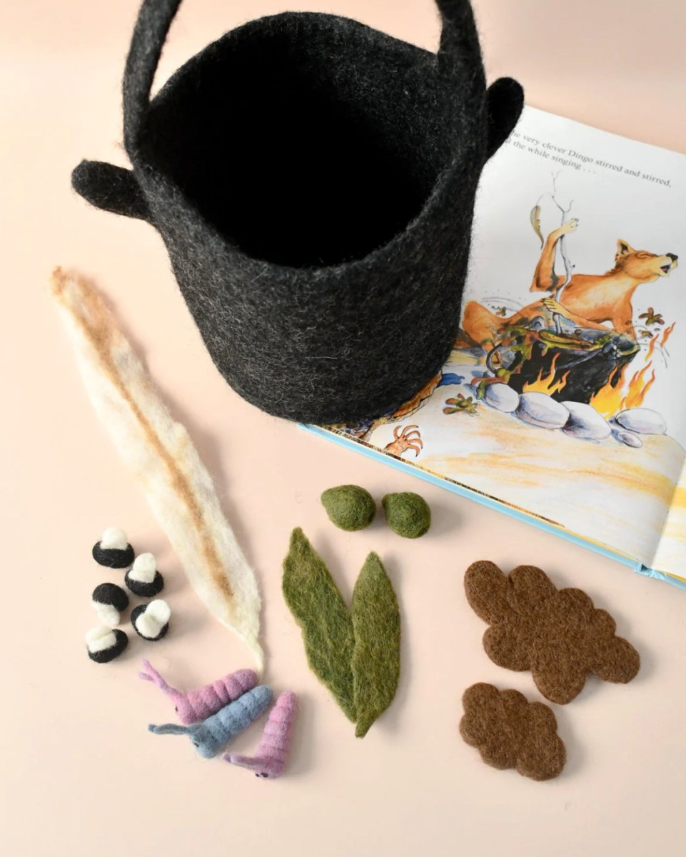 Felt "Wombat Stew" Billy Can and Small Parts Play - Tara Treasures