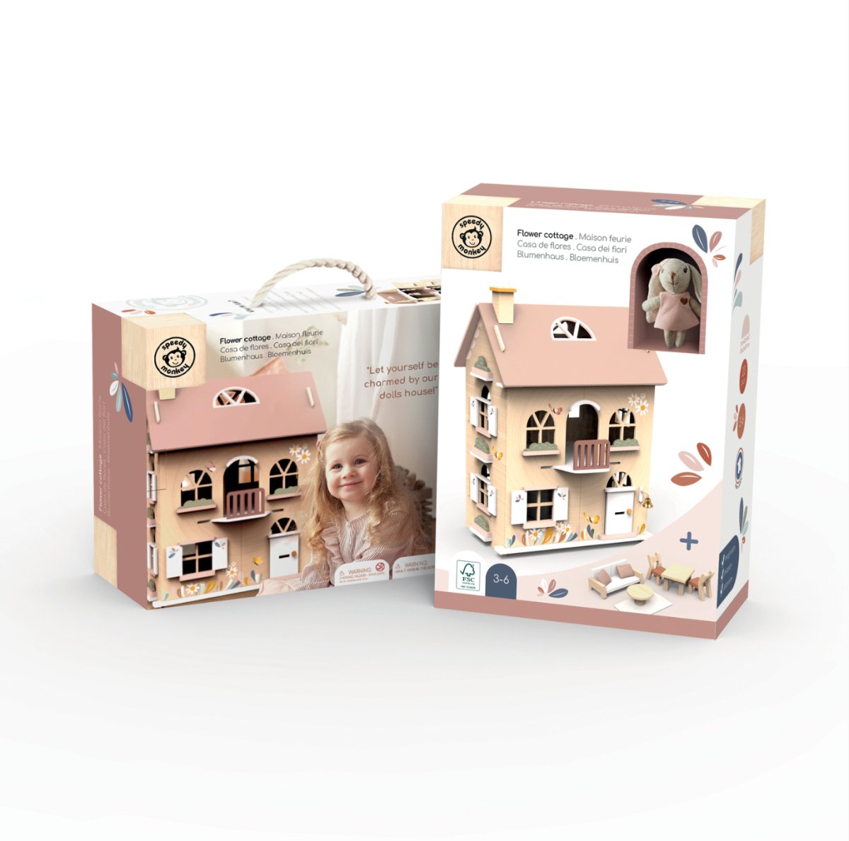 Flower Cottage Dolls House with Starter Furniture Set - Speedy Monkey