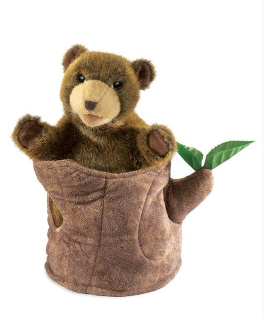 Folkmanis - Bear In Tree Stump Puppet