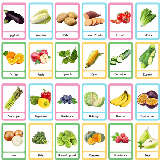 Fruit and Vegetables Flashcards Printable - Digital Download Only