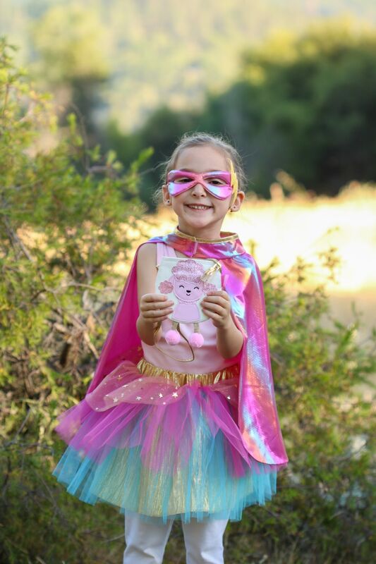 Great Pretenders - Super - duper Tutu, Cape & Mask, Pink & Gold Size 4 - 6