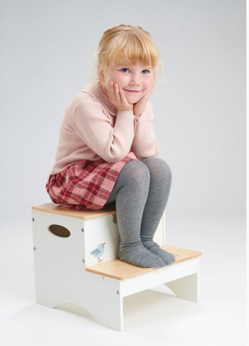 Kids Step Stool (White Oak - Forest) - Tender Leaf Toys