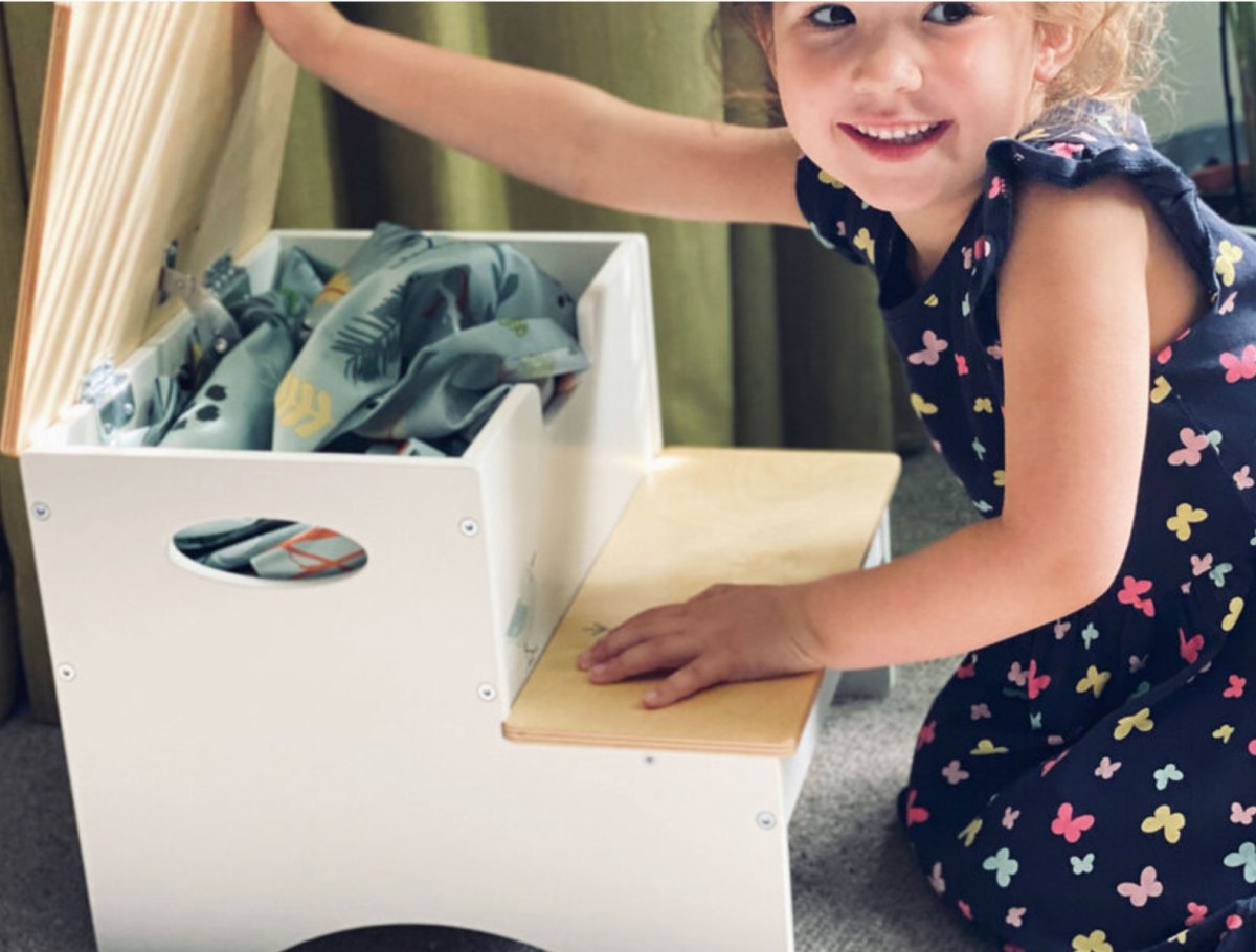 Kids Step Stool (White Oak - Forest) - Tender Leaf Toys