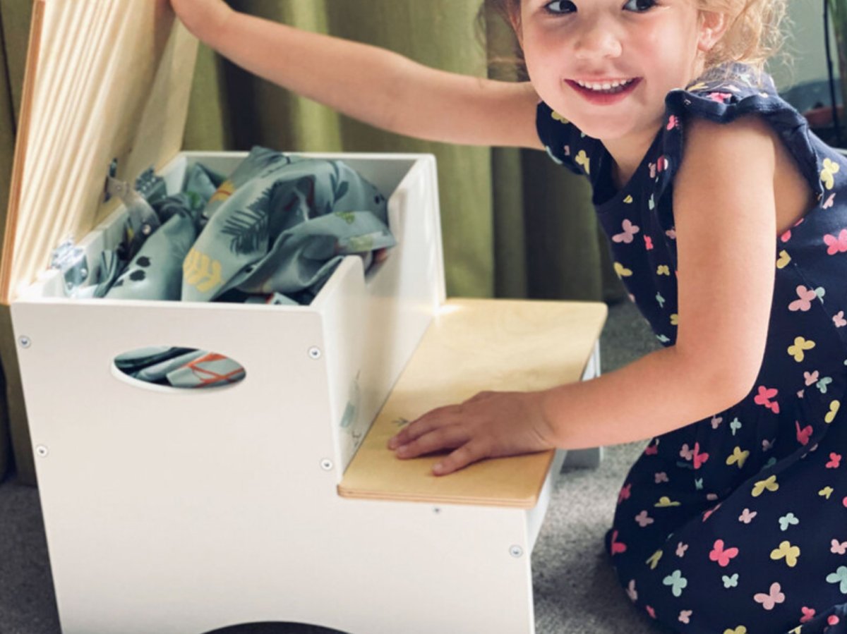 Kids Step Stool (White Oak - Forest) - Tender Leaf Toys