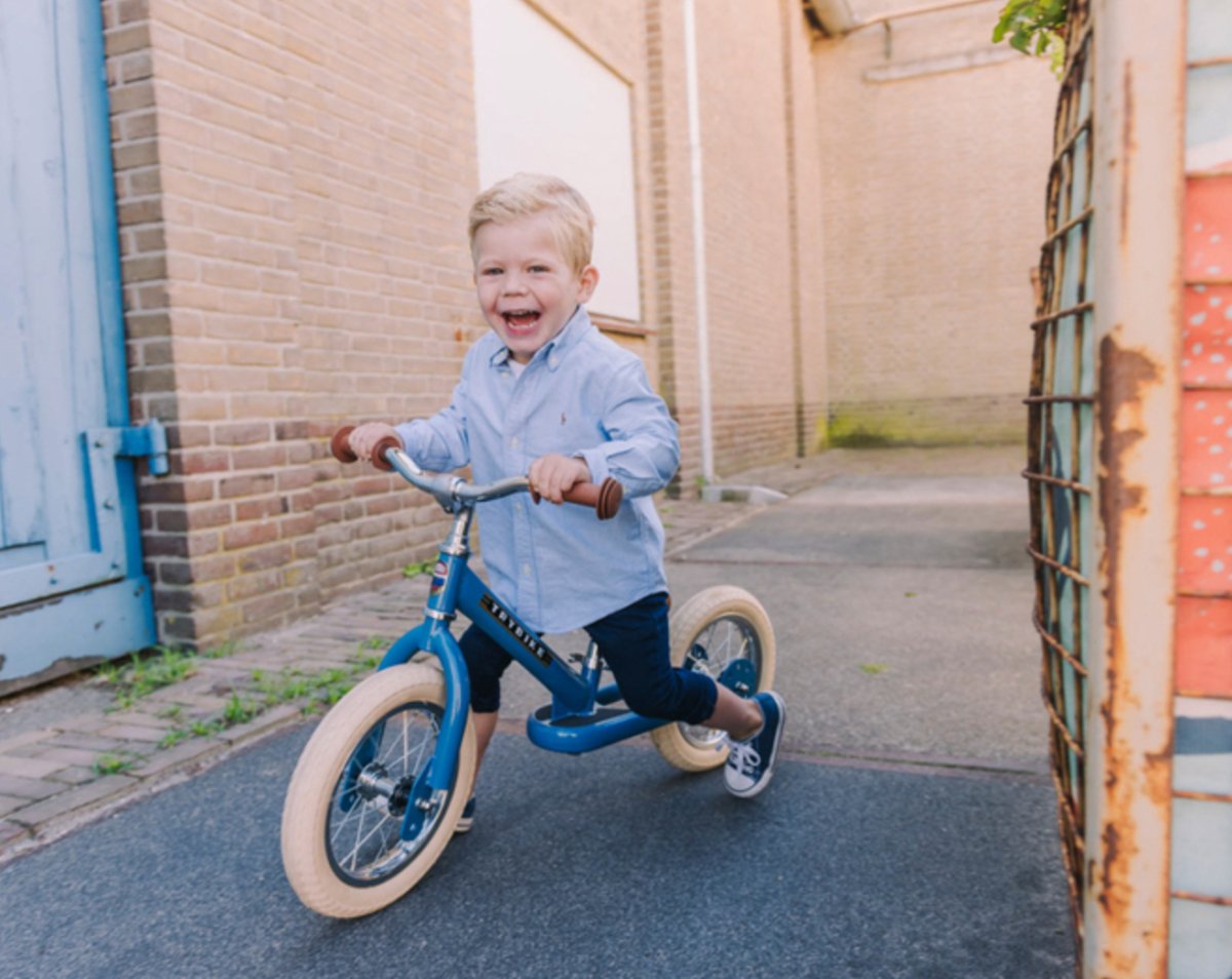 Matte Blue Vintage Trybike, Cream Tyres and Chrome (3 wheel) - Trybike