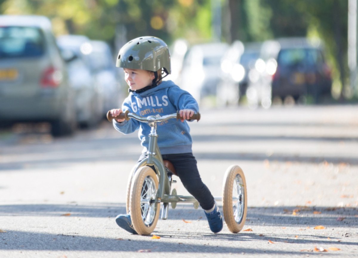 Matte Green Vintage Trybike, Cream Tyres and Chrome 3 wheel - Trybike