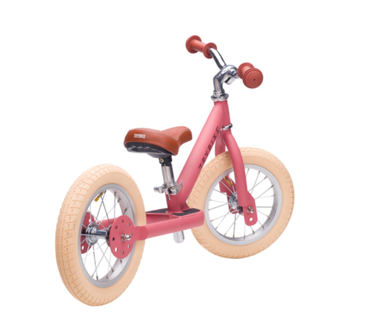 Matte Pink Vintage Trybike, Cream Tyres and Chrome (3 wheel) - Trybike