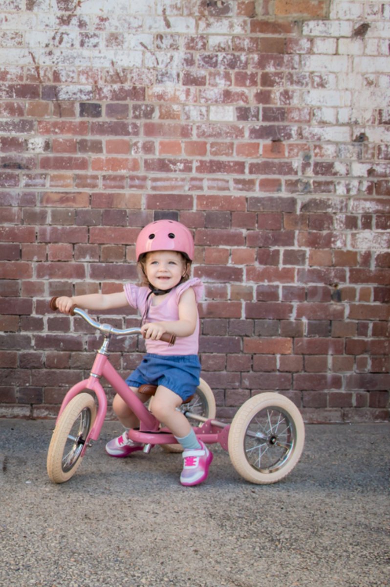 Matte Pink Vintage Trybike, Cream Tyres and Chrome (3 wheel) - Trybike