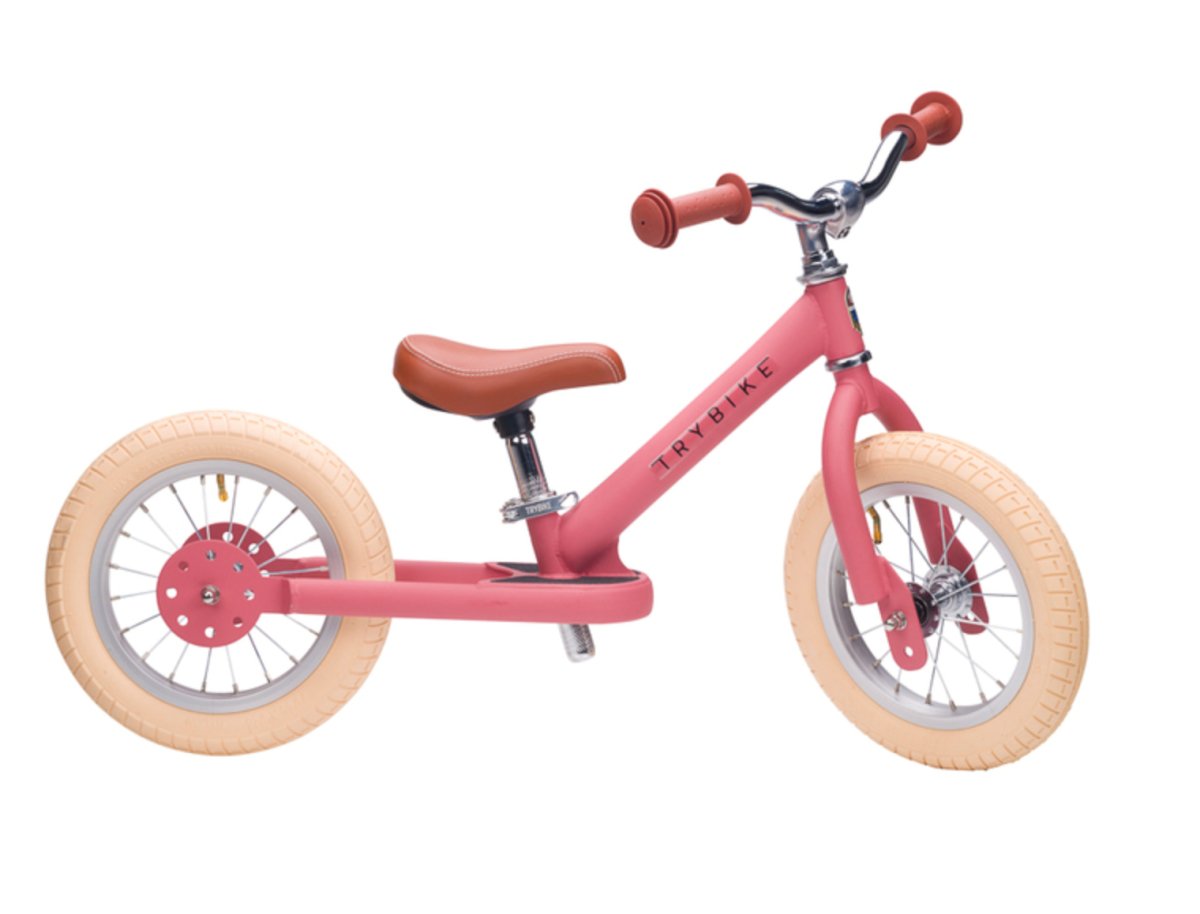 Matte Pink Vintage Trybike, Cream Tyres and Chrome (3 wheel) - Trybike