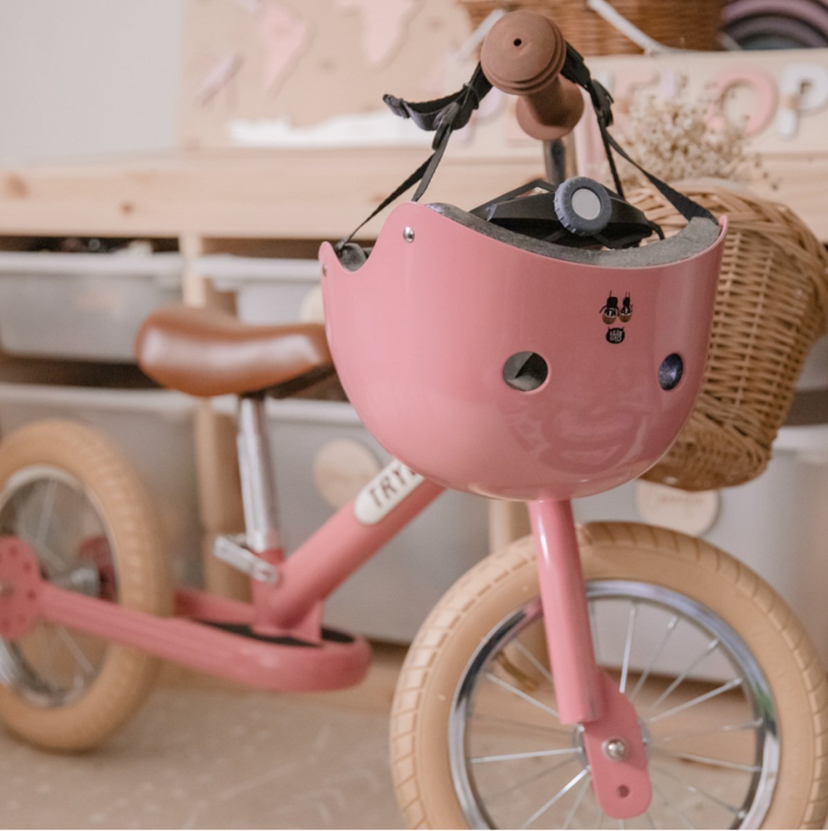 Matte Pink Vintage Trybike, Cream Tyres and Chrome (3 wheel) - Trybike