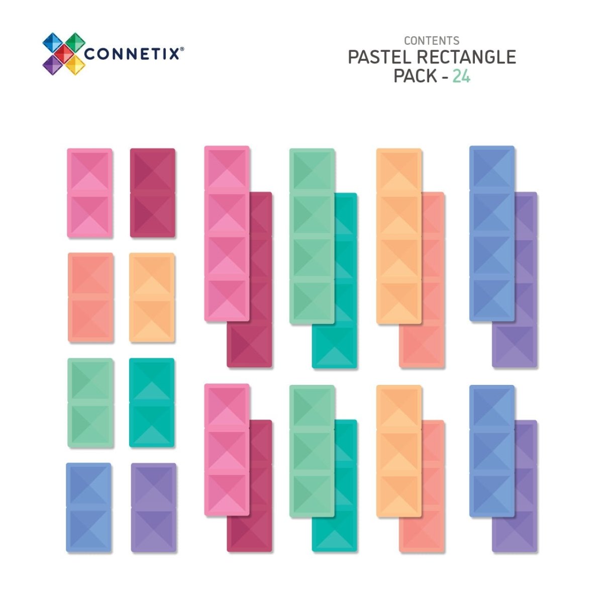 Pastel Rectangle Pack 24 Piece | CONNETIX Tiles