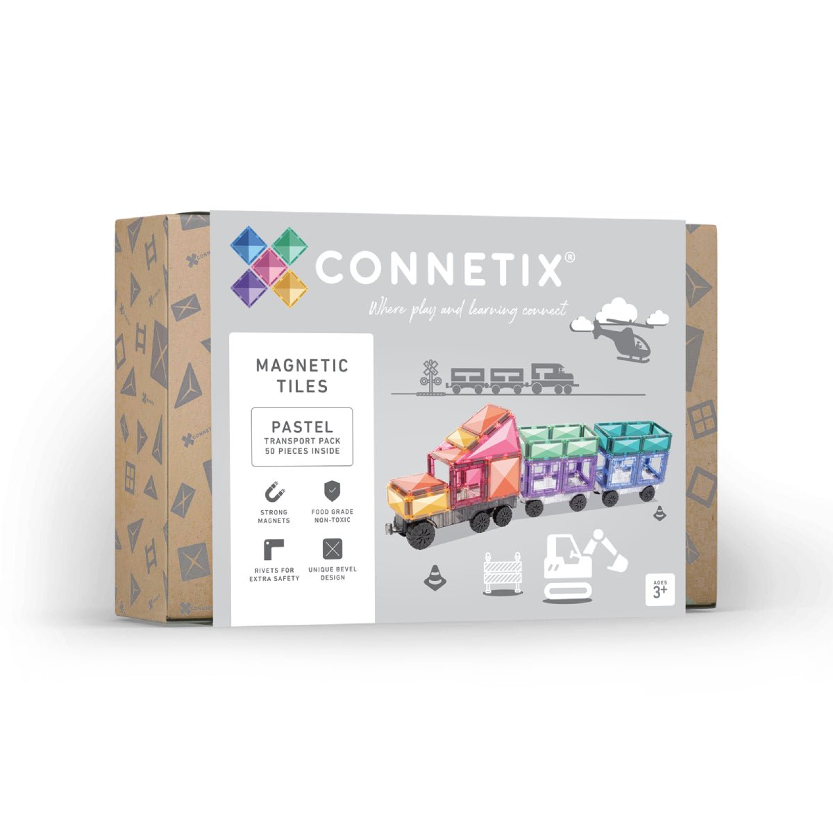 Pastel Transport Pack 50 pc - Connetix Tiles