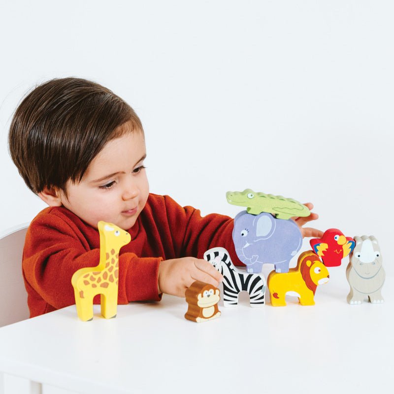 Petilou Africa Stacking Animals & Bag - Le Toy Van