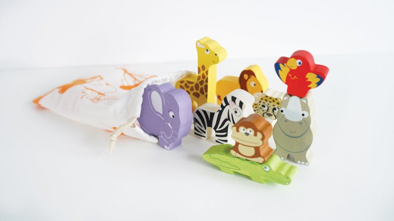 Petilou Africa Stacking Animals & Bag - Le Toy Van