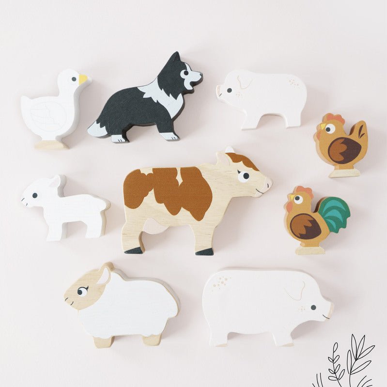 Petilou Farm Stacking Animals & Bag - Le Toy Van