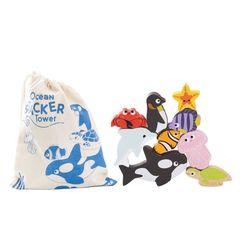 Petilou Ocean Stacking Animals & Bag - Le Toy Van