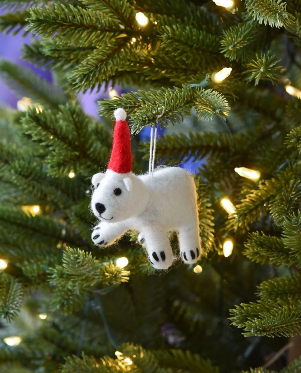 PREORDER: Christmas Ornament - Felt Polar Bear Cub | Tara Treasures