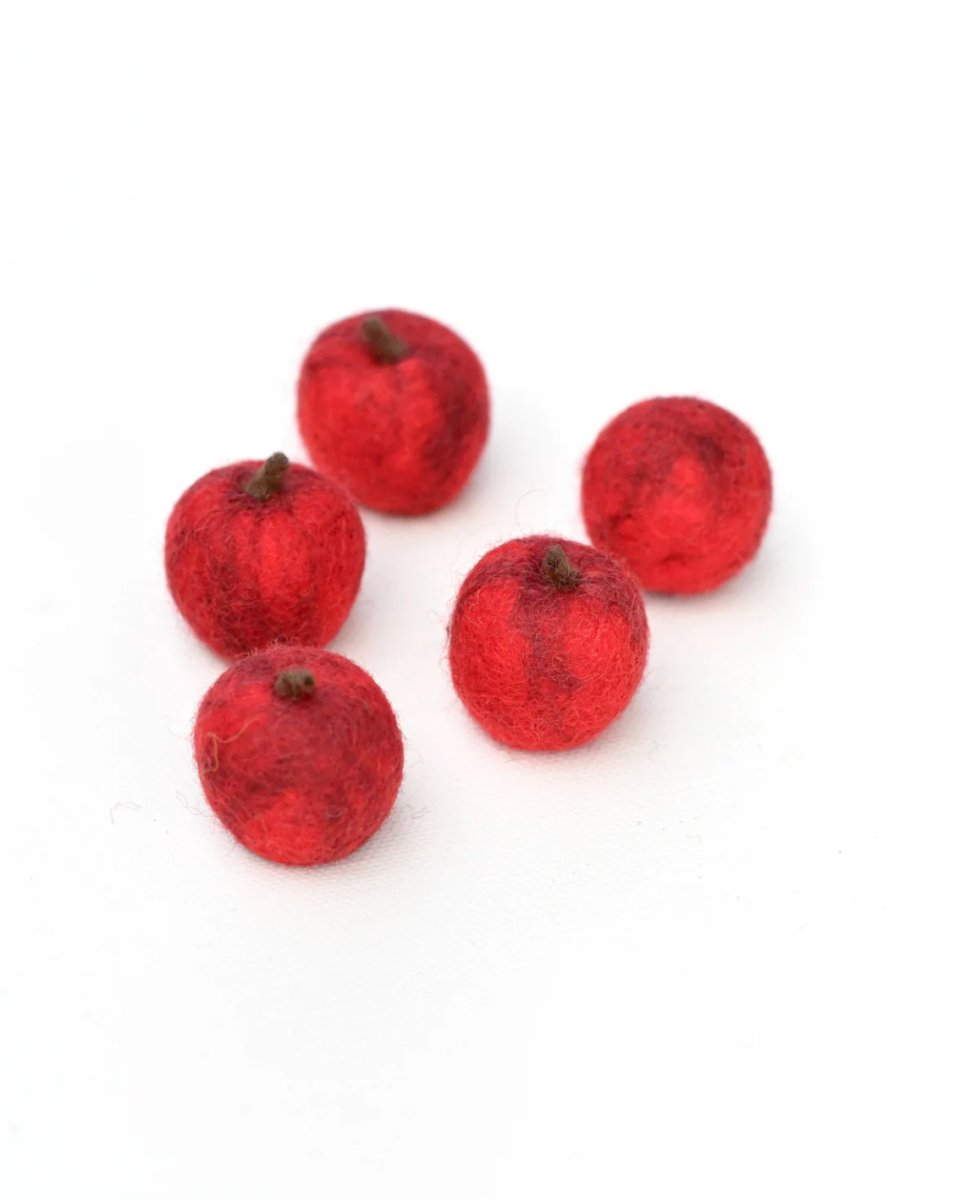 PREORDER: Felt apples - Set of 5 | Tara Treasures