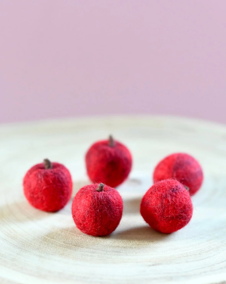 PREORDER: Felt apples - Set of 5 | Tara Treasures