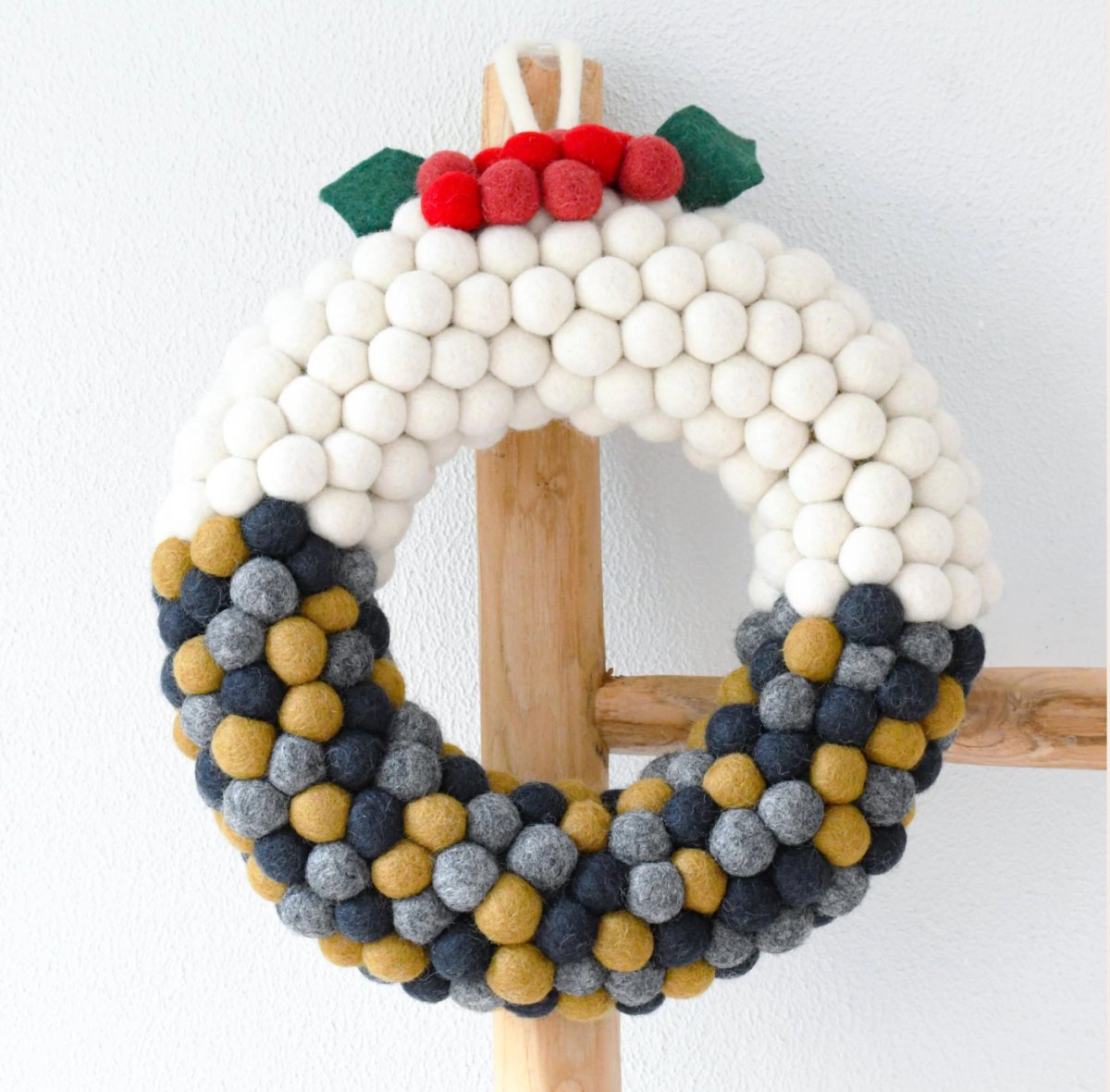 PREORDER: Felt Ball Christmas Pudding Wreath - Tara Treasures