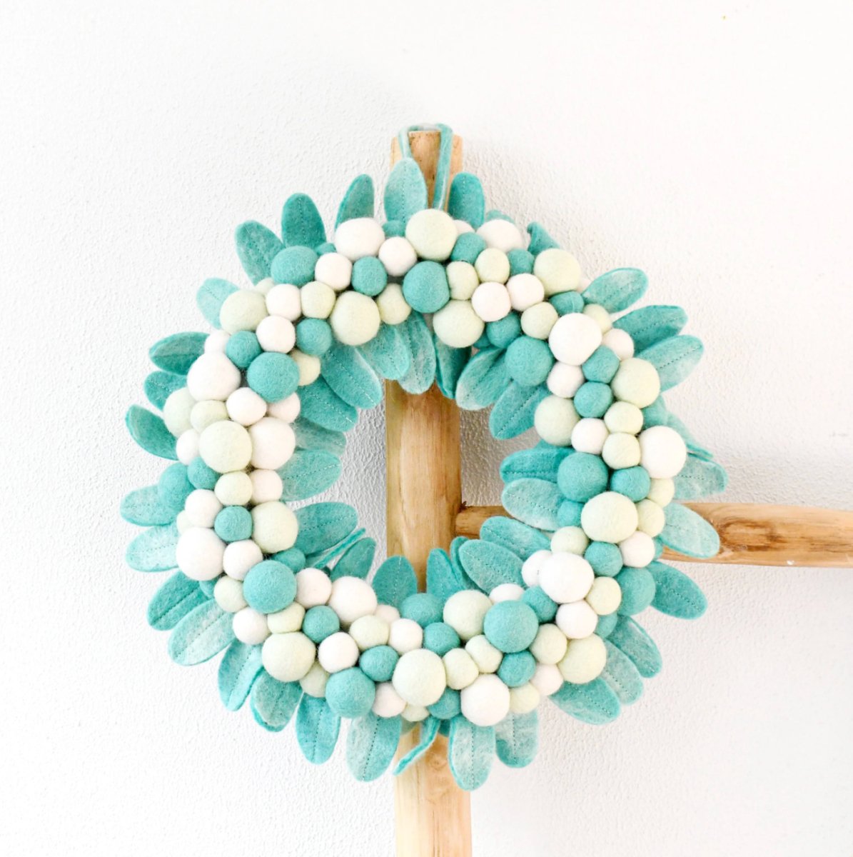 PREORDER: Felt Ball Wreath - Mint green | Tara Treasures