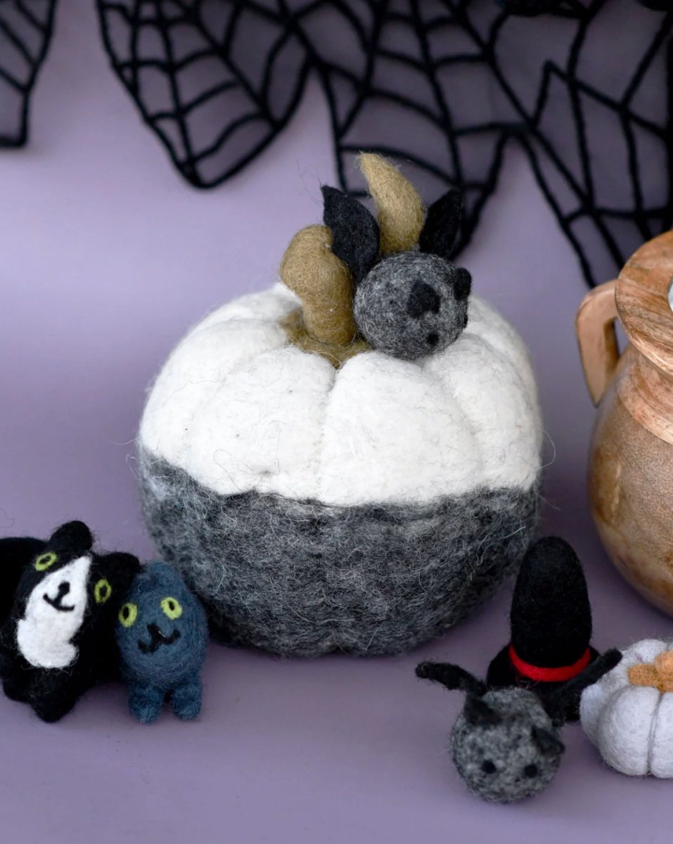 PREORDER: Felt Black and White Pumpkin - Tara Treasures