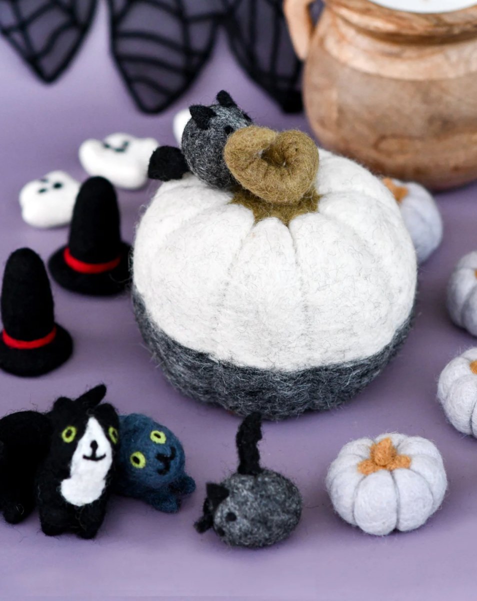 PREORDER: Felt Black and White Pumpkin - Tara Treasures