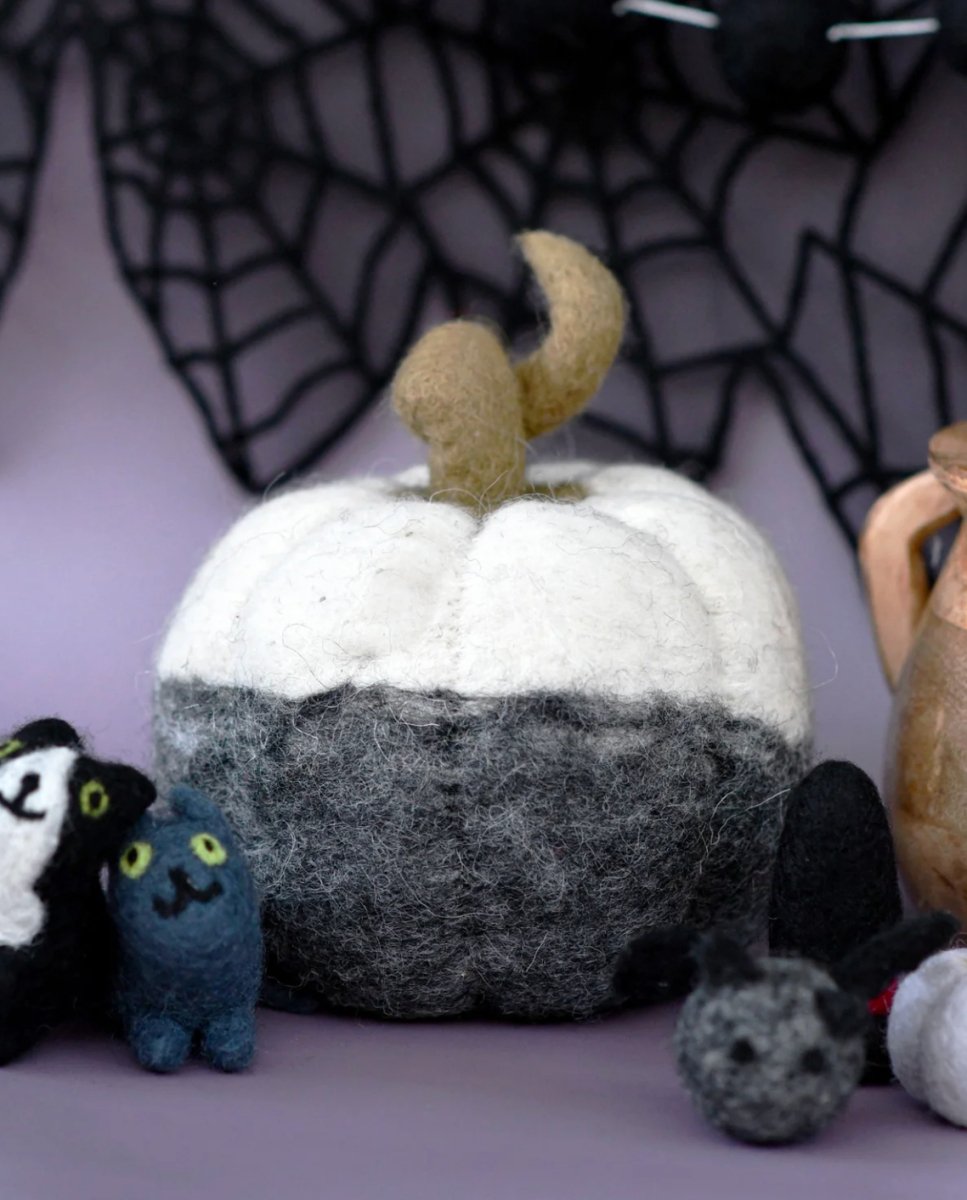 PREORDER: Felt Black and White Pumpkin - Tara Treasures