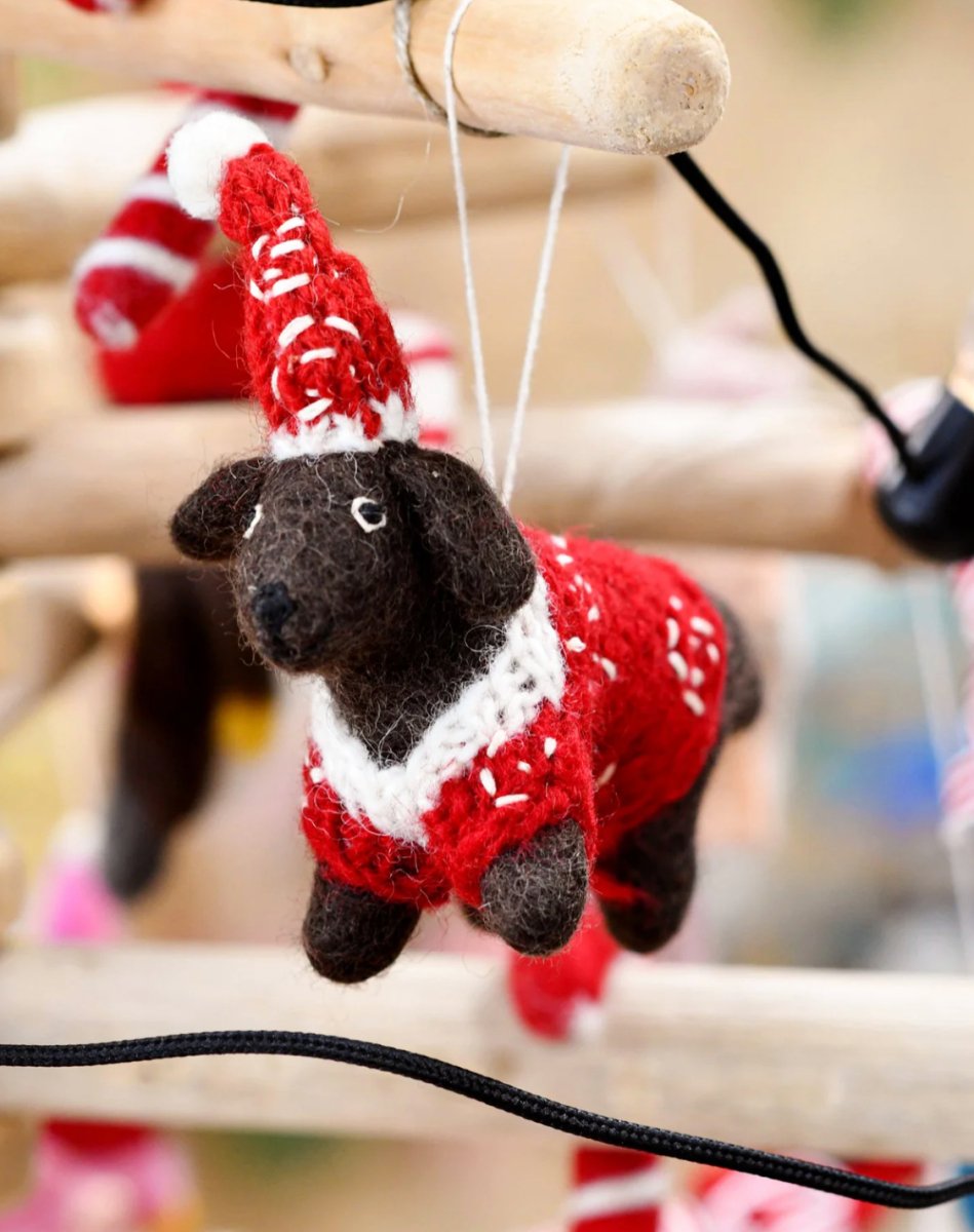 PREORDER: Felt Christmas Dachshund Sausage Dog - Tara Treasures