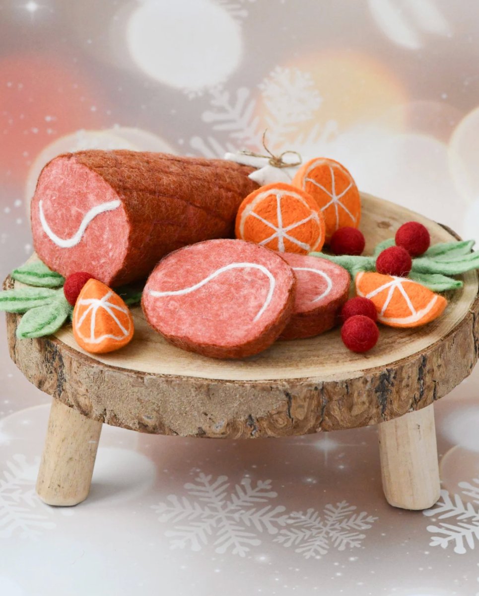 PREORDER: Felt Christmas Ham Feast Play Food Set - Tara Treasures