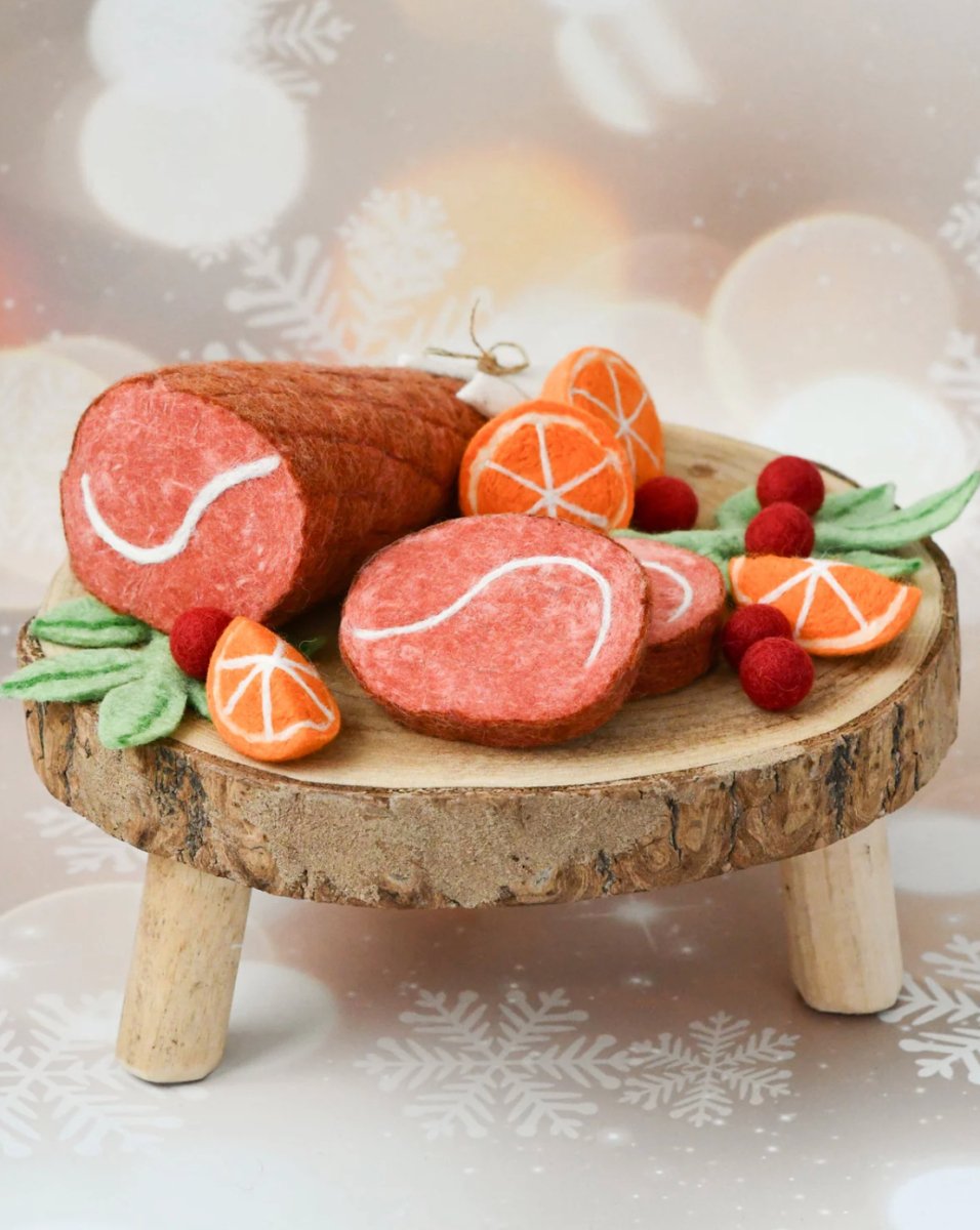 PREORDER: Felt Christmas Ham Feast Play Food Set - Tara Treasures