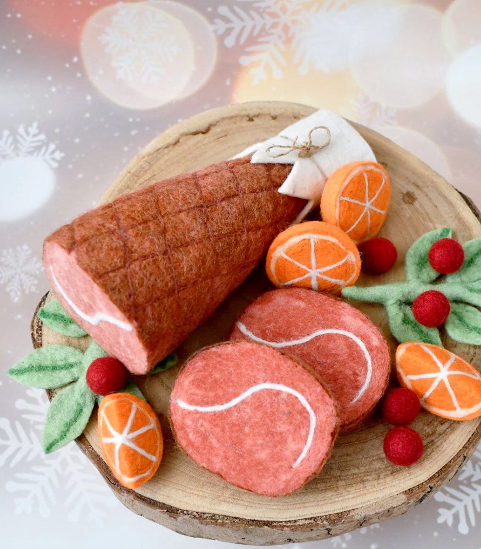 PREORDER: Felt Christmas Ham Feast Play Food Set - Tara Treasures