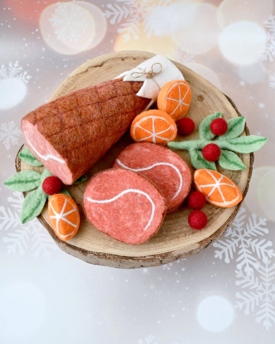 PREORDER: Felt Christmas Ham Feast Play Food Set - Tara Treasures