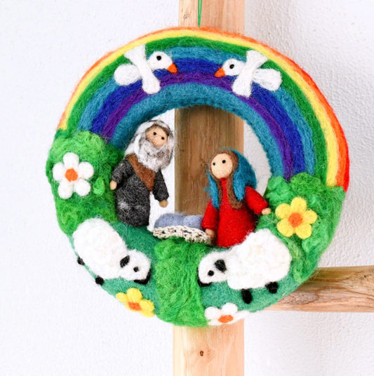 PREORDER: Felt Christmas Rainbow Nativity Wreath - Tara Treasures