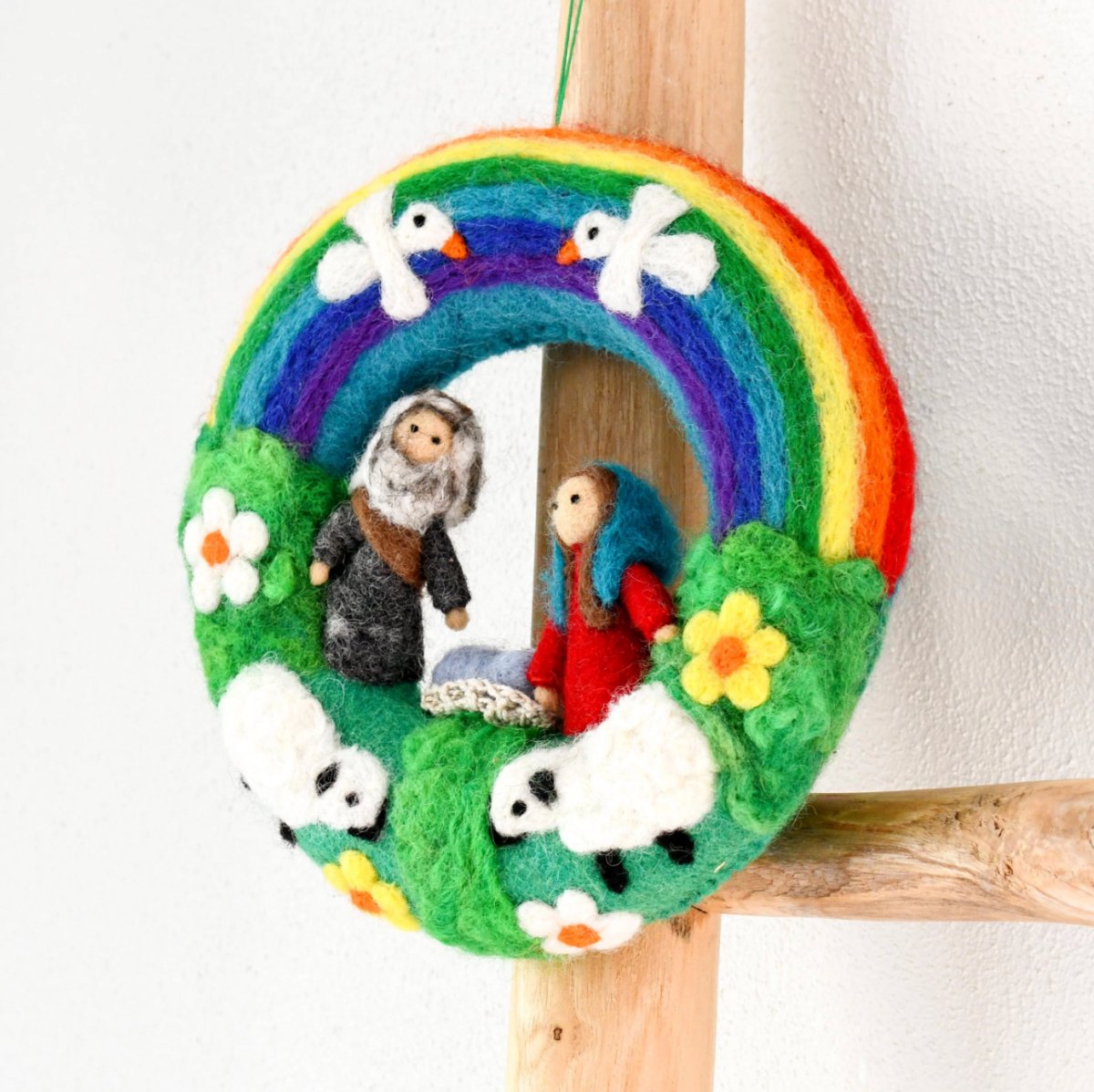 PREORDER: Felt Christmas Rainbow Nativity Wreath - Tara Treasures