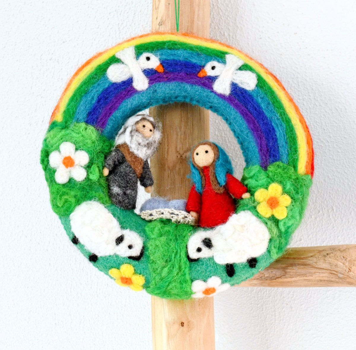 PREORDER: Felt Christmas Rainbow Nativity Wreath - Tara Treasures