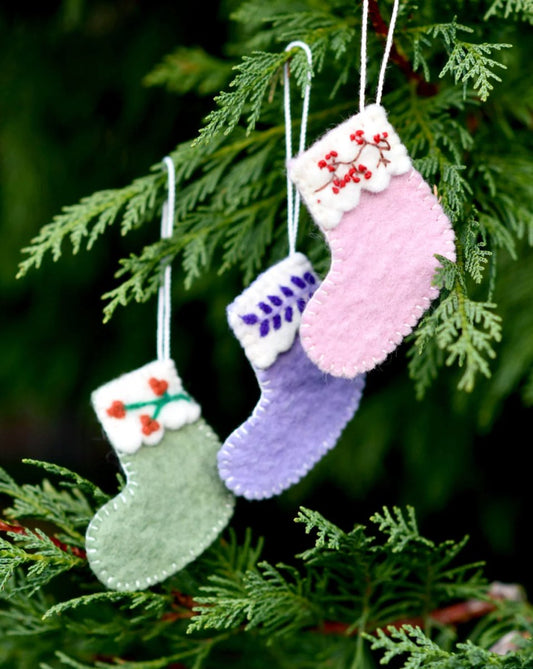 PREORDER: Felt Christmas Stocking Ornaments A (Set of 3) - Tara Treasures