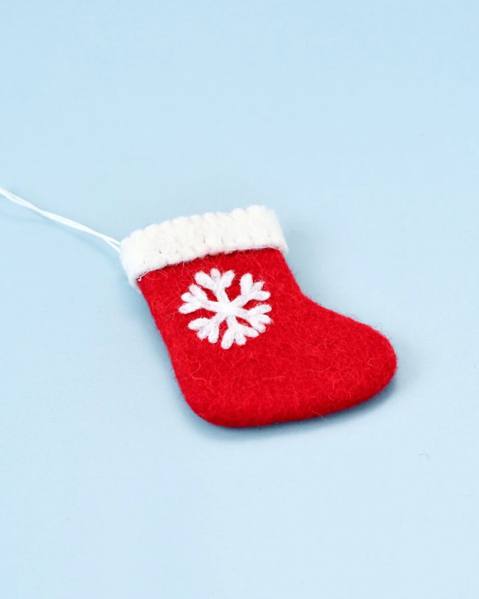 PREORDER: Felt Christmas Stocking With Snowflake Ornament - Tara Treasures