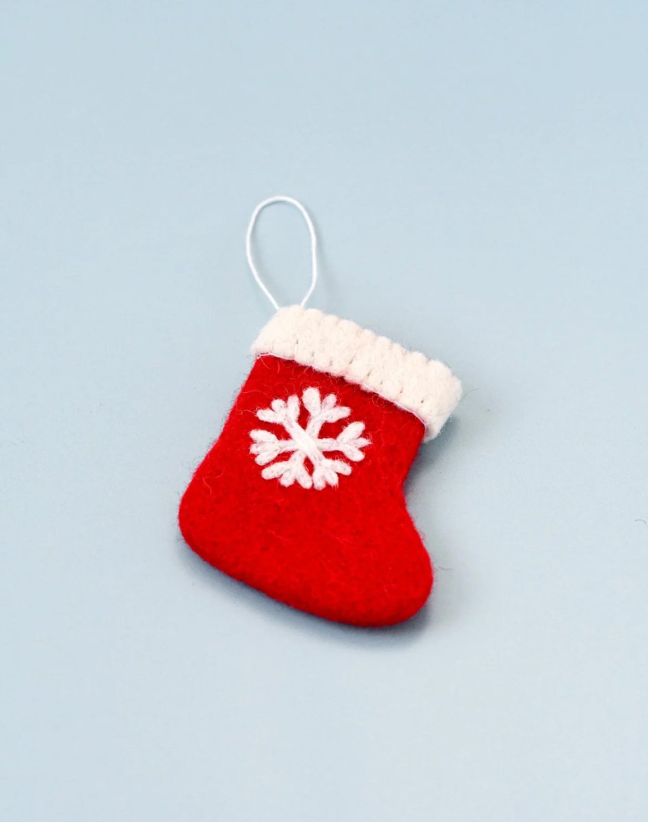 PREORDER: Felt Christmas Stocking With Snowflake Ornament - Tara Treasures