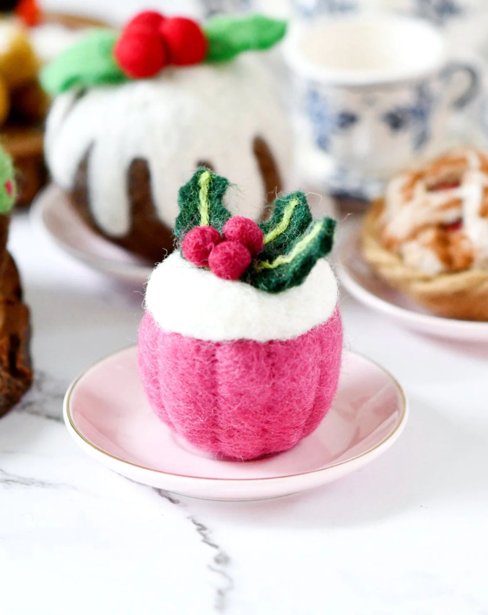 PREORDER: Felt Cupcake - Holly Berry | Tara Treasures