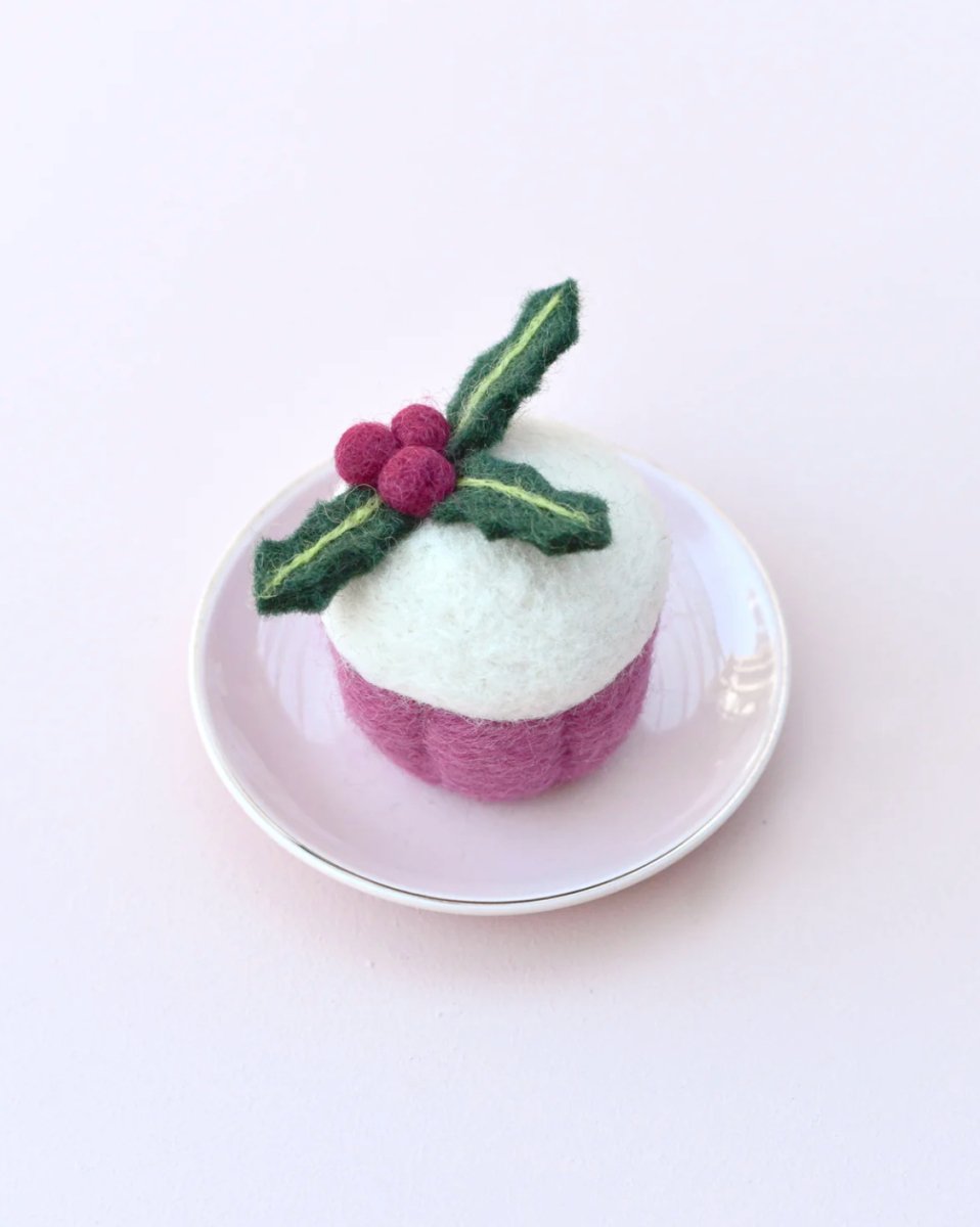 PREORDER: Felt Cupcake - Holly Berry | Tara Treasures