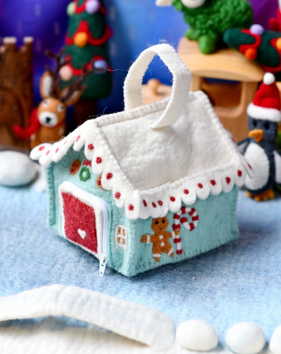 PREORDER: Felt Gingerbread House Bag (Blue)| Tara Treasures