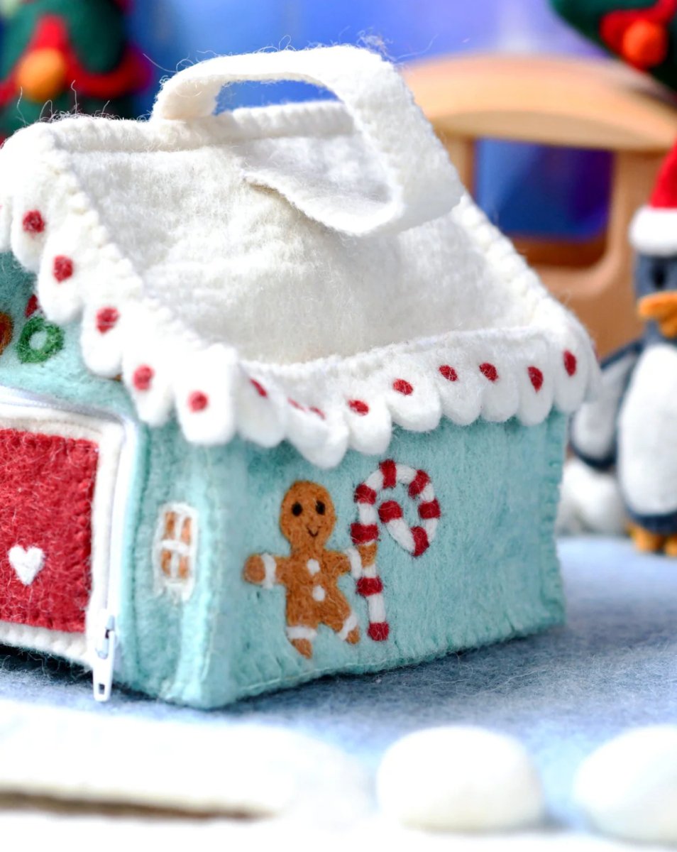 PREORDER: Felt Gingerbread House Bag (Blue)| Tara Treasures