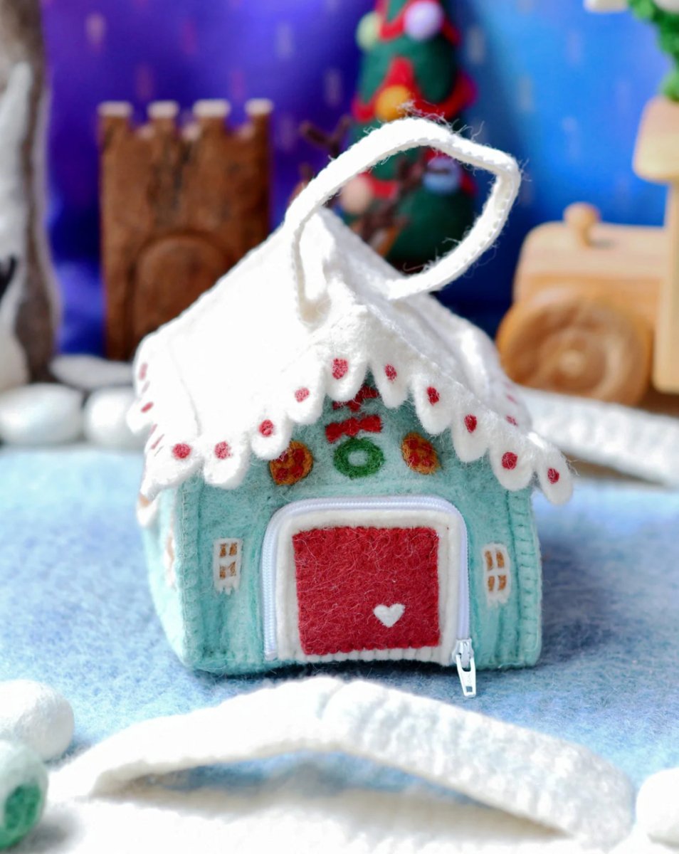 PREORDER: Felt Gingerbread House Bag (Blue)| Tara Treasures