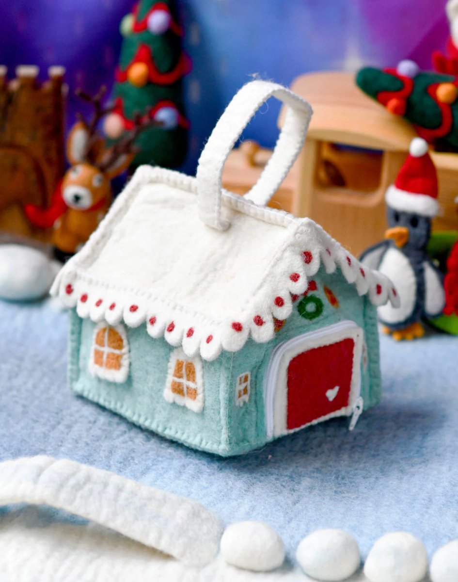 PREORDER: Felt Gingerbread House Bag (Blue)| Tara Treasures