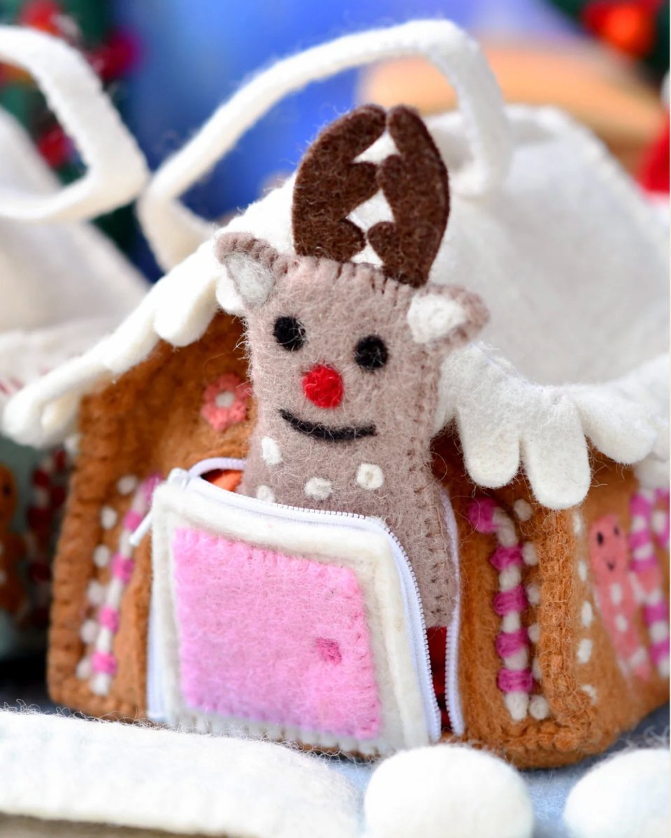 PREORDER: Felt Gingerbread House Bag (Pink)| Tara Treasures