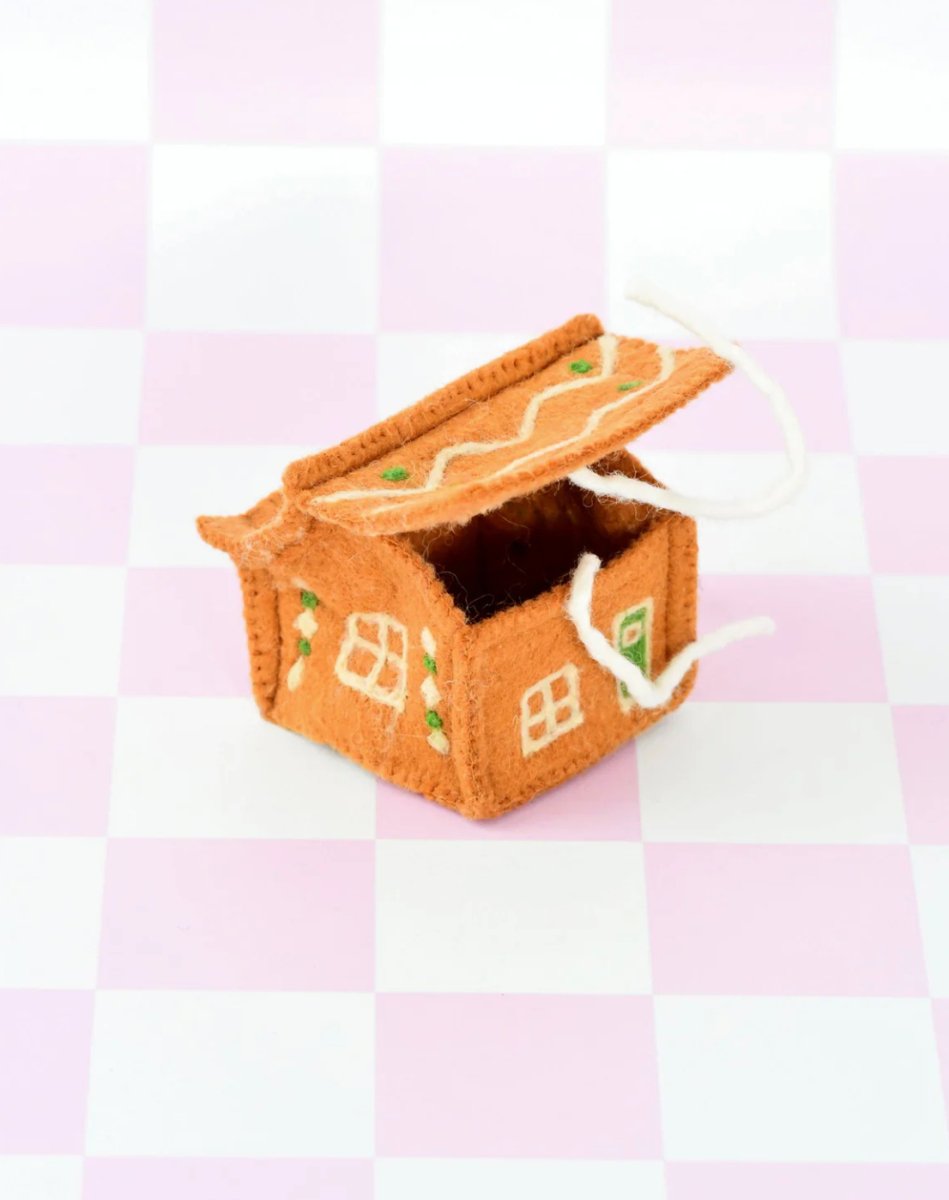 PREORDER: Felt Gingerbread House Green Door - Tara Treasures