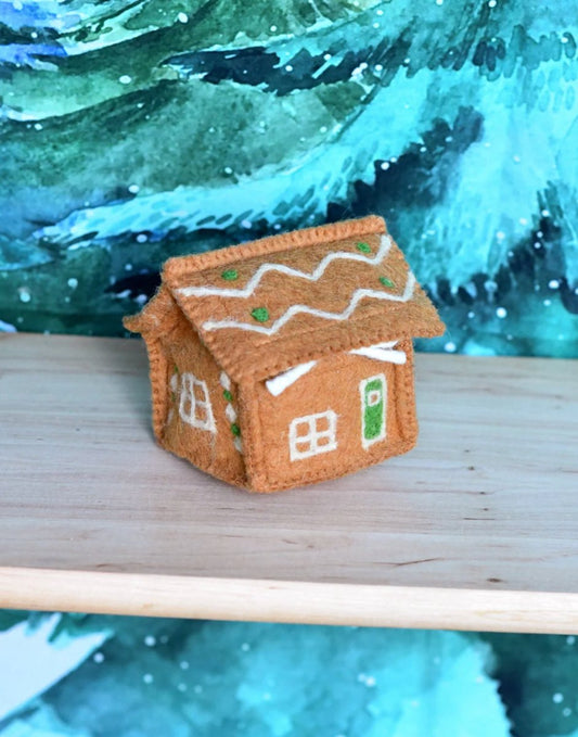 PREORDER: Felt Gingerbread House Green Door - Tara Treasures