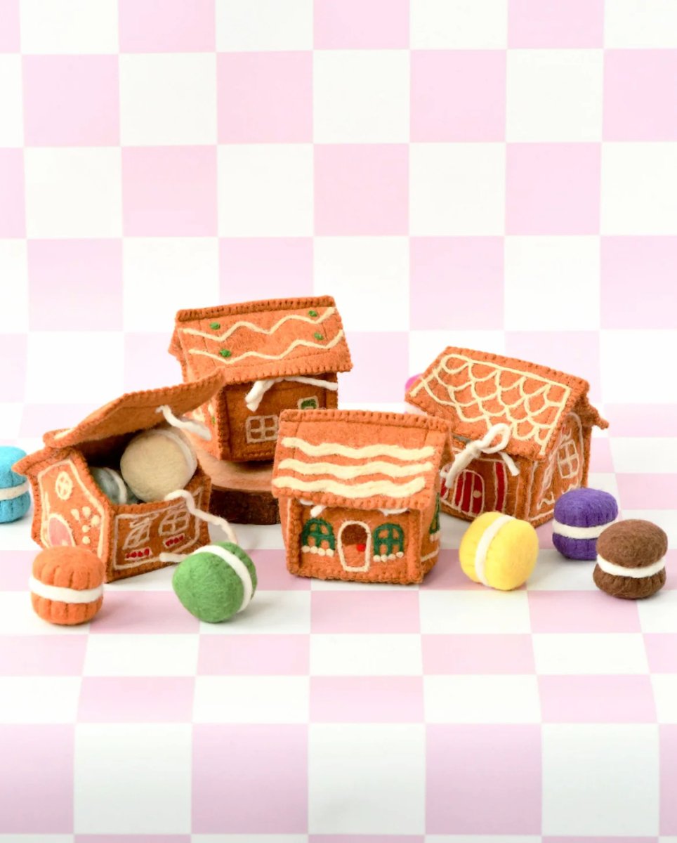 PREORDER: Felt Gingerbread House Green Door - Tara Treasures